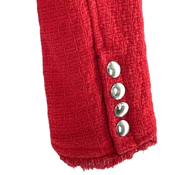 Blank NYC Red Woven Cotton Tweed Moto Jacket Size Small $15 - Picture 4 of 6